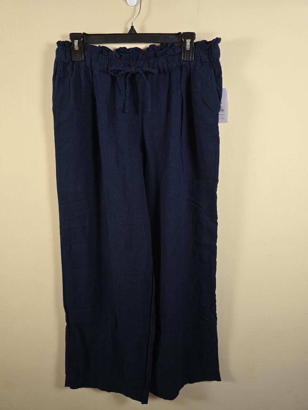 Time and Tru linen blend pants wide leg Dark Navy Pull On Size Small (4-6)